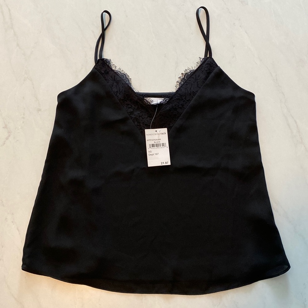 Socialite Black Lace Top V Neck Cami Camisole Size XS New